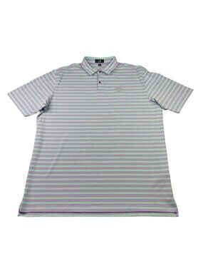 Trump National x Dunhill Men’s Performance Polo Shirt Purple/Green Stripe • XL